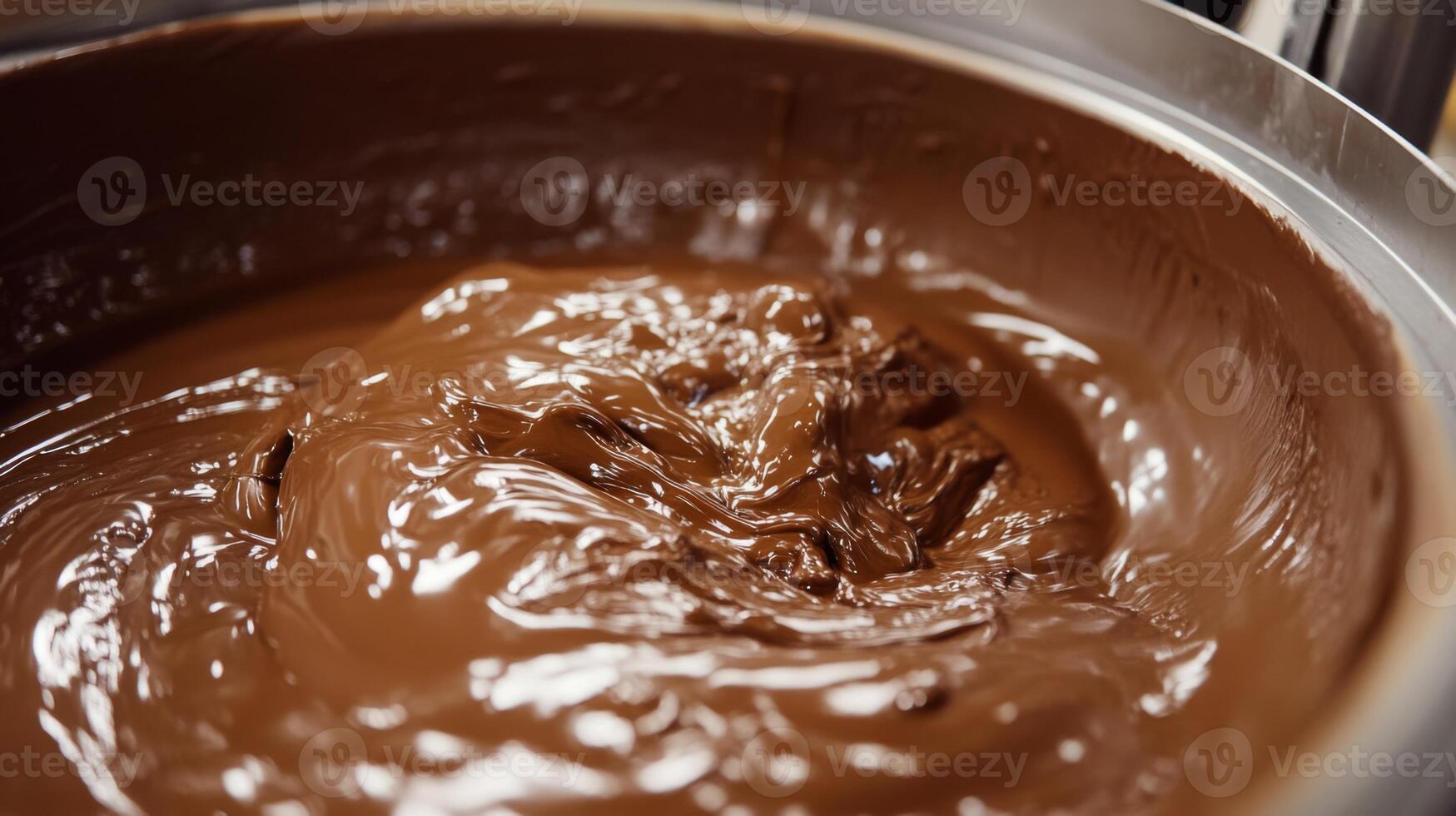 Close-up of Melted Chocolate Swirling in a Bowl photo