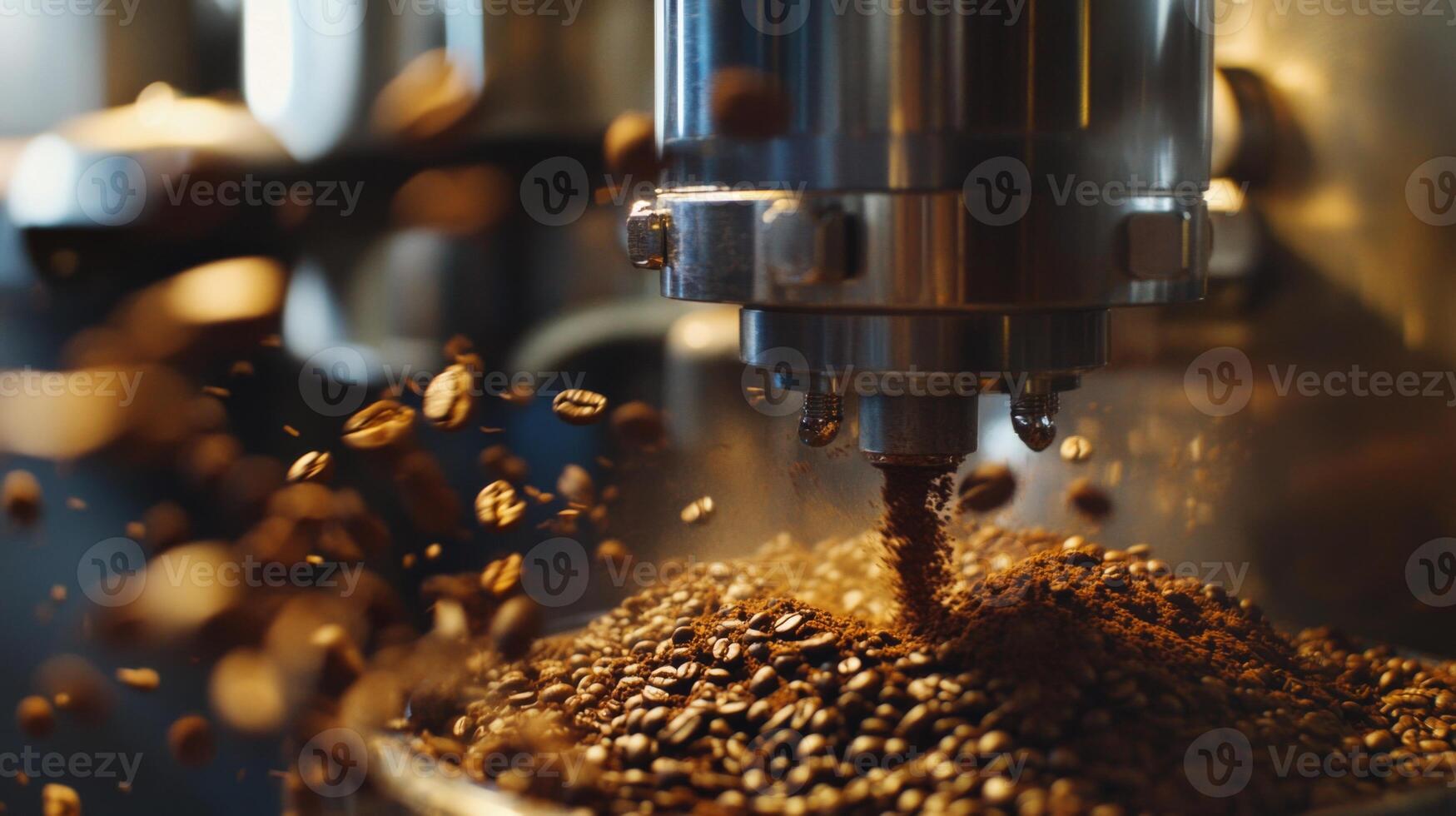 Coffee Beans Being Ground in a Grinder photo
