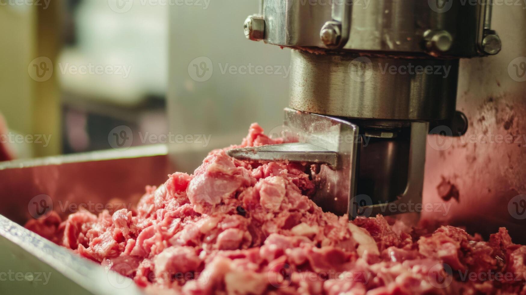 Ground Meat Exiting a Meat Grinder photo