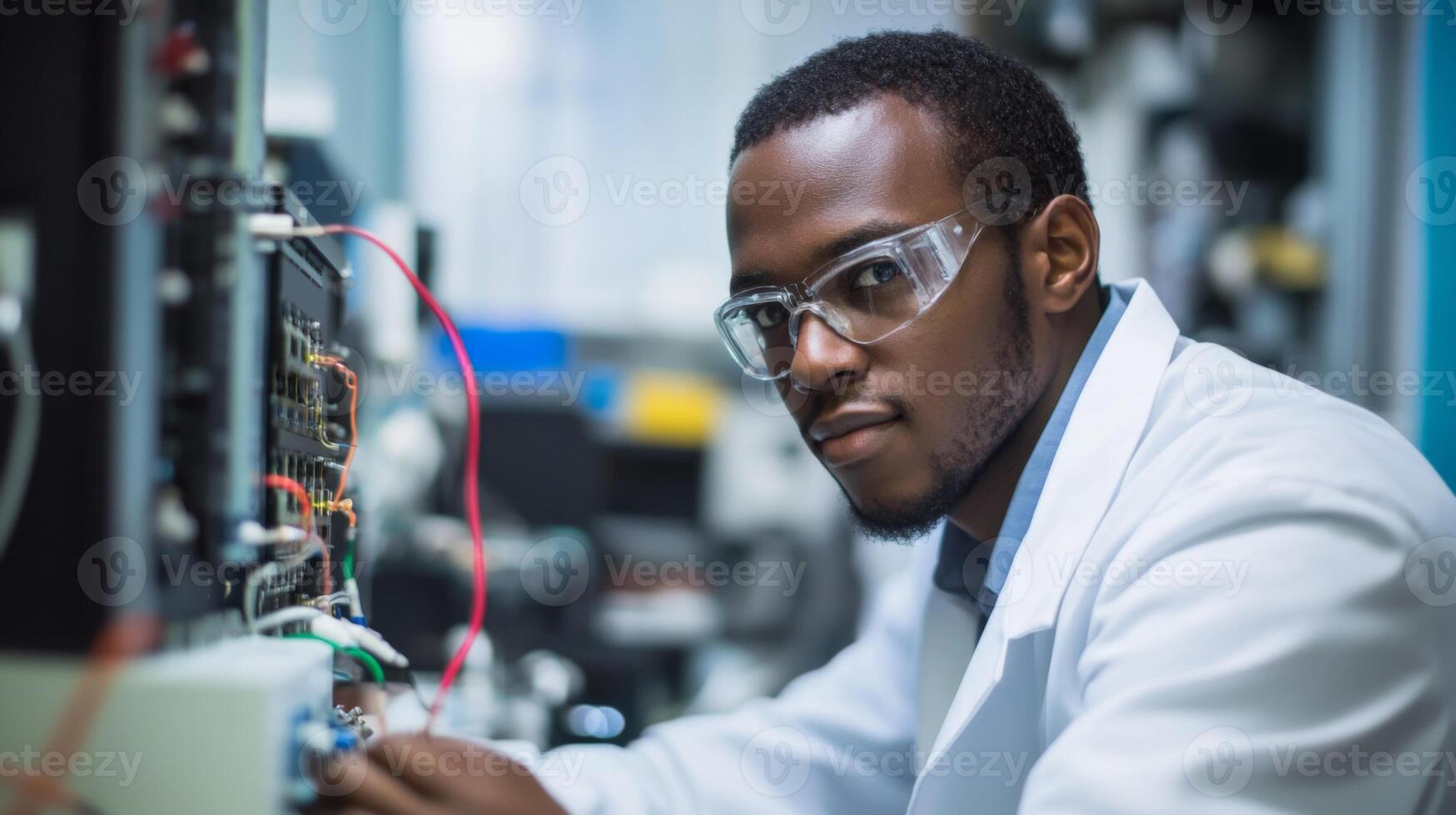 A Black Male Scientist Working in a Laboratory Setting photo