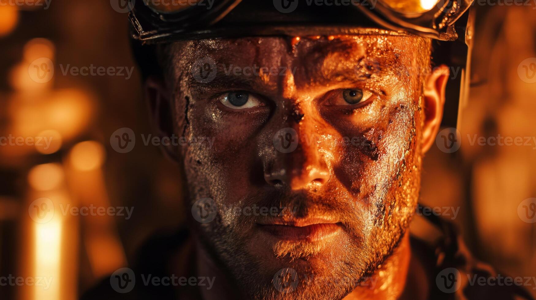 Close-up Portrait of a Man with Gold Dust on His Face photo