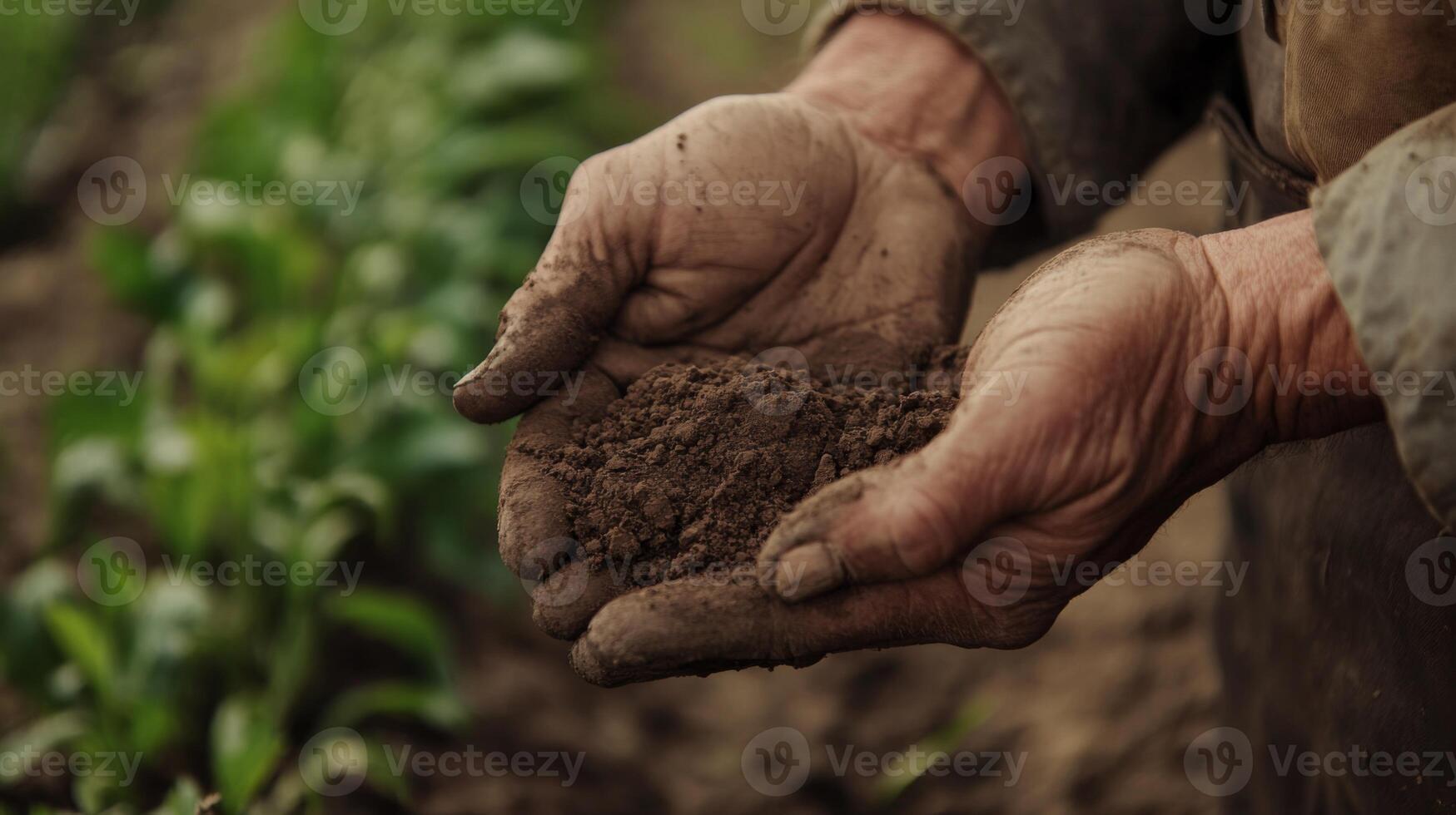 Close-up of a Hand Holding Soil in a Field photo