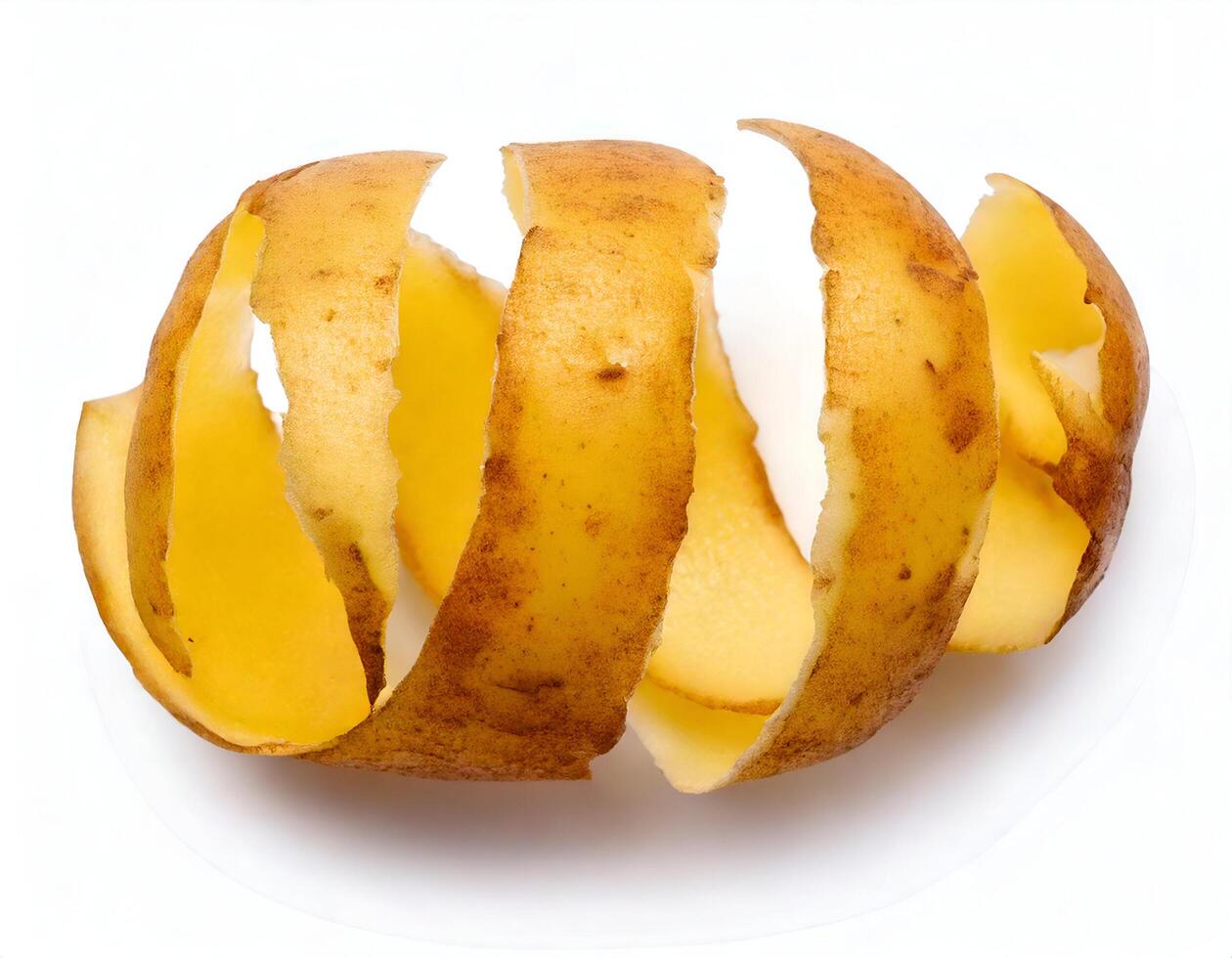 Potato peel on white background photo