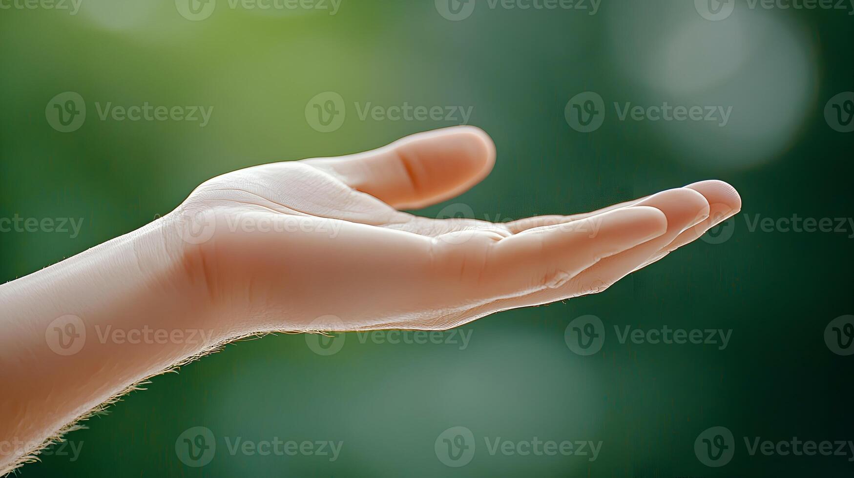 Thoughtful Gesture of an Outstretched Hand in Nature photo