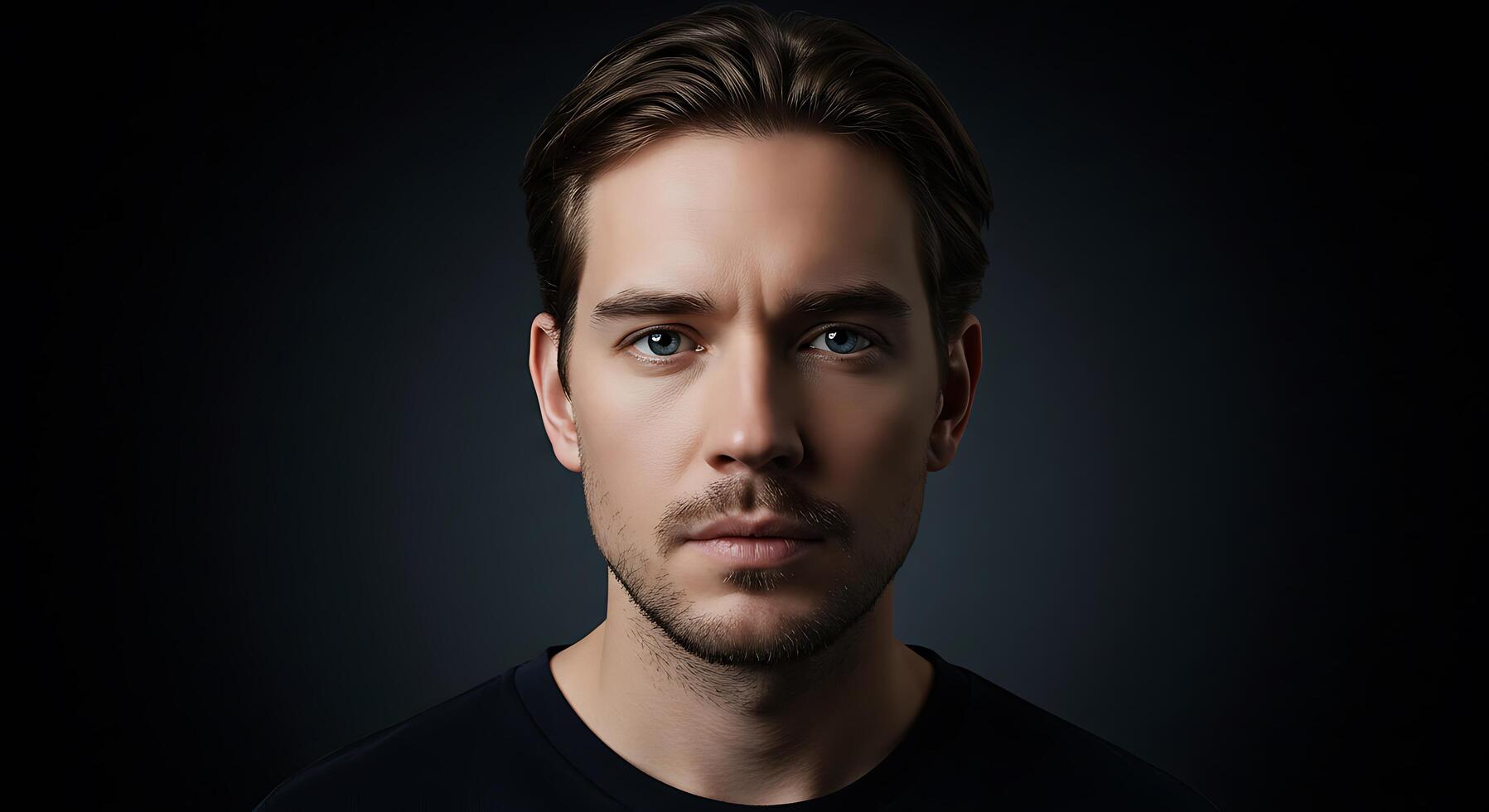 A man with a beard and a black shirt photo