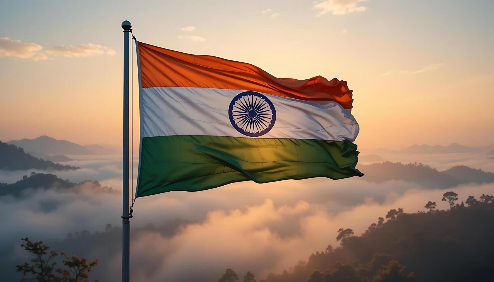 Indian flag waving in the wind photo
