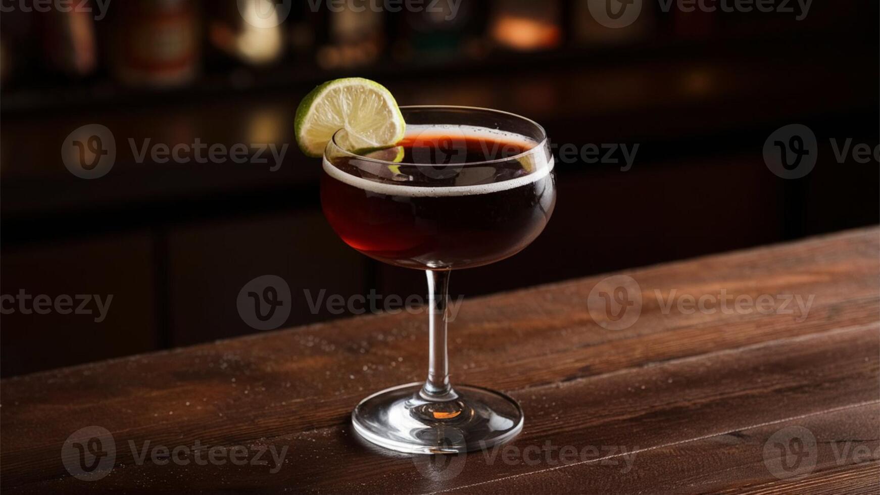 Stormy Rum Delight A dark rum cocktail with lime and ginger beer in a sleek glass photo