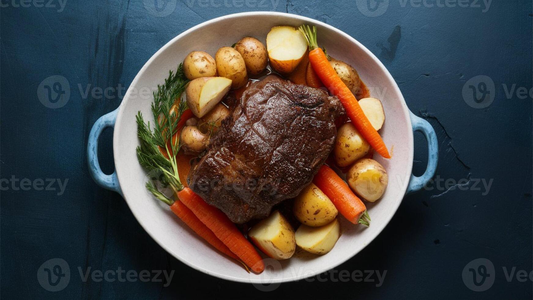 Slow Cooker Pot Roast Homemade slow cooker pot roast with carrots and potatoes photo