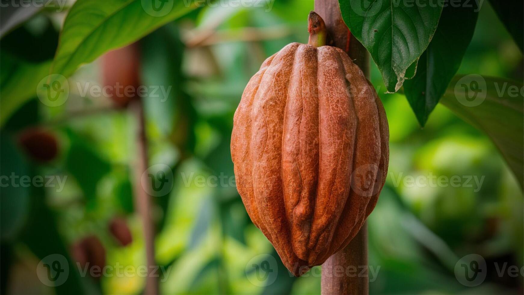 Cacao - Theobroma fruit producing cocoa beans, used for making chocolate. photo