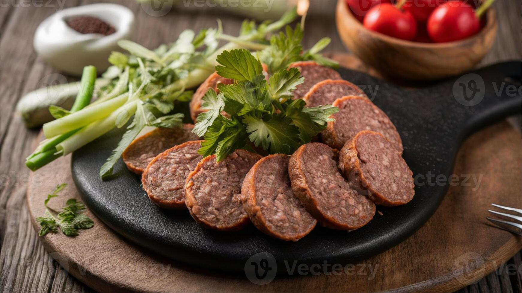 Goetta - German-American sausage made with pork, beef, oats, and spices. photo