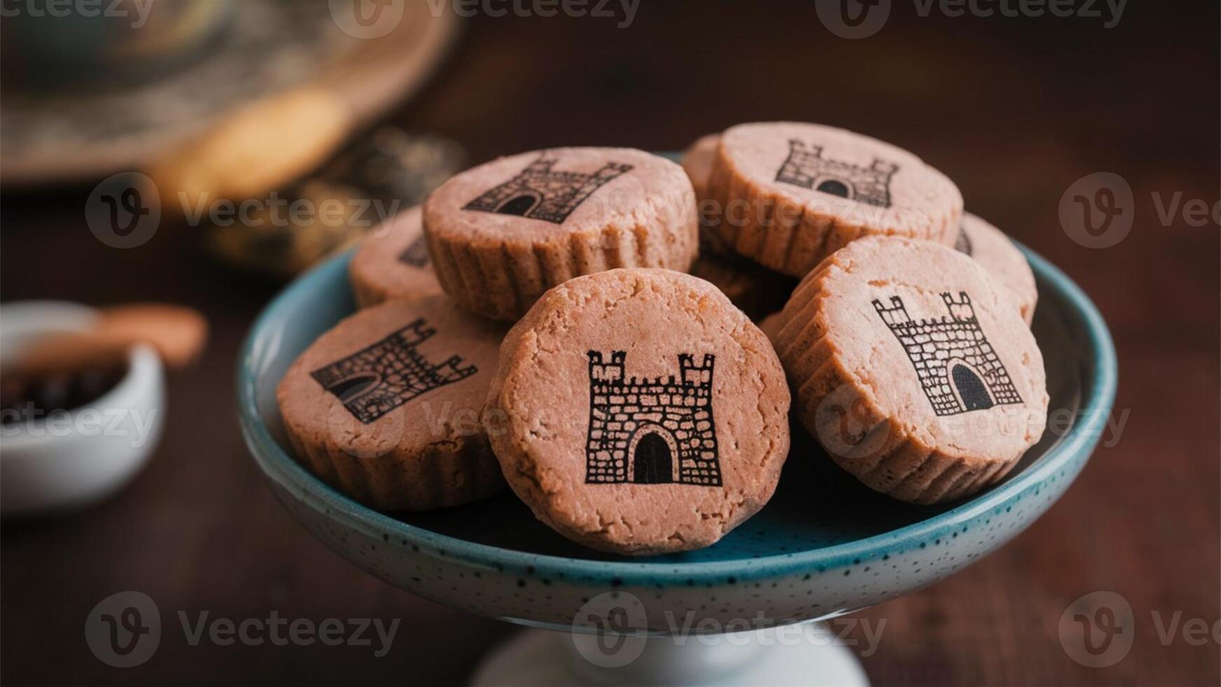 Pontefract Cakes - Small, round licorice sweets stamped with a castle design. photo