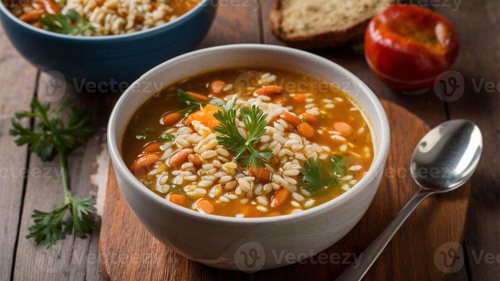 Friulian Barley and Bean Soup - Traditional Friulian soup with barley and hearty beans. photo