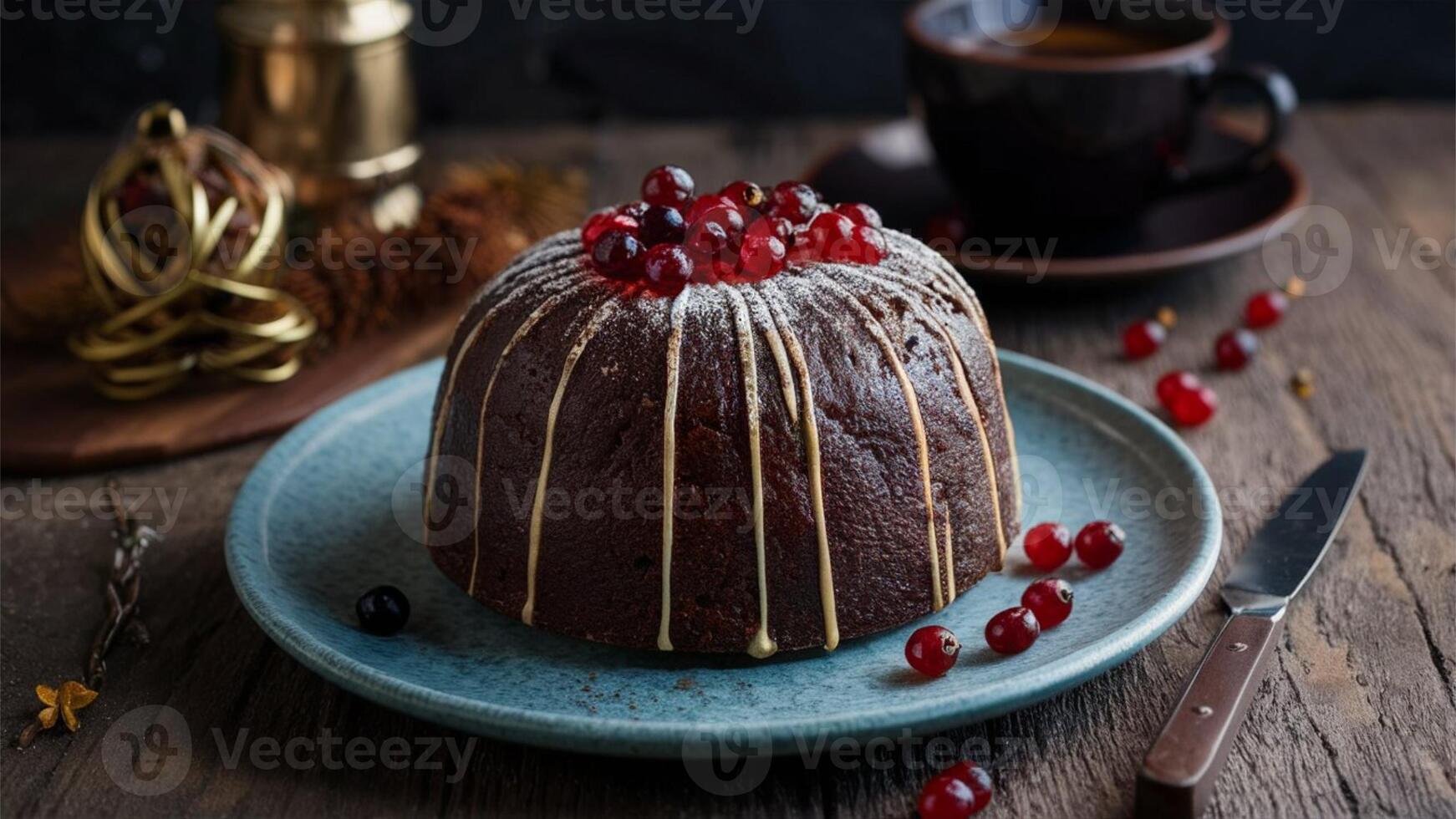 Black Bun A Scottish fruit cake, rich with currants, raisins, and spices, traditionally eaten during Hogmanay. photo