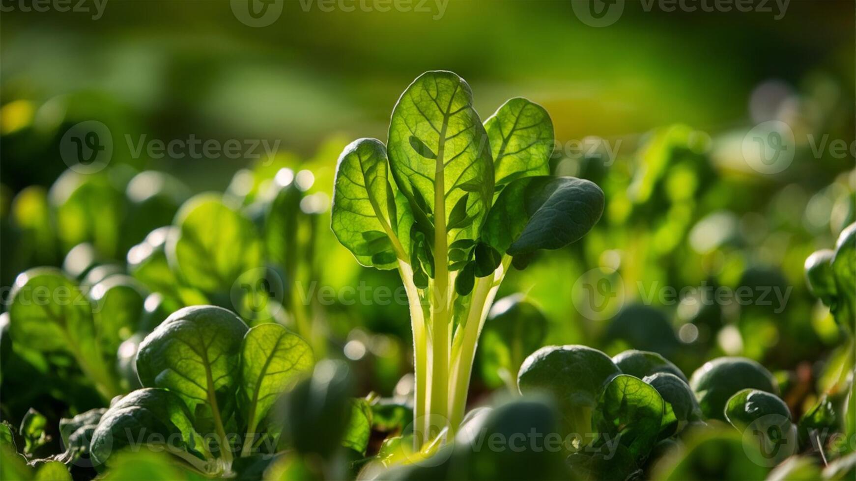 Watercress focus on vegetable and blur background photo