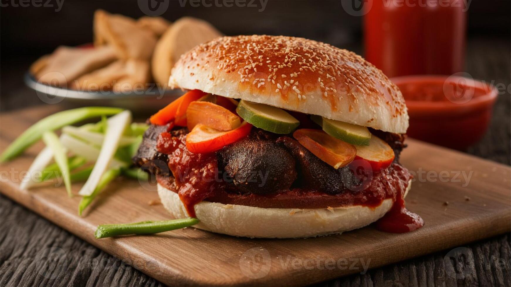 Kansas City-style barbecue - Barbecue with thick, sweet, tomato-based sauce, slow-smoked meats. photo