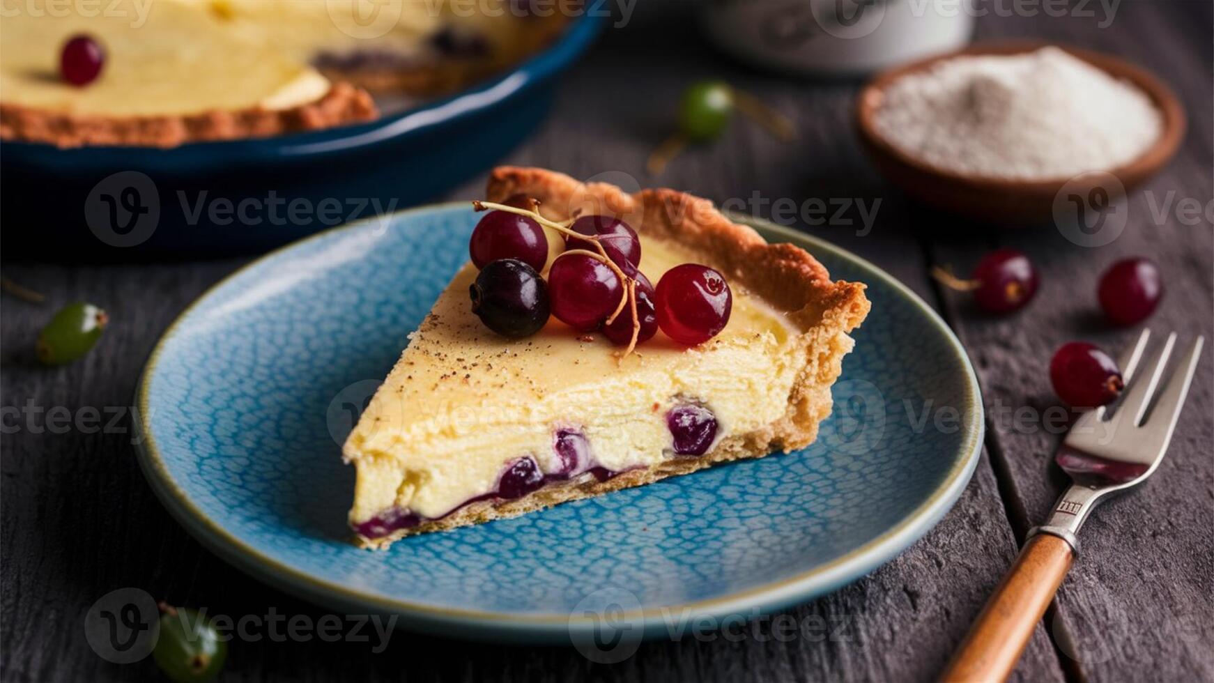 Yorkshire Curd Tart - Tart made with curd cheese, currants, and nutmeg. photo