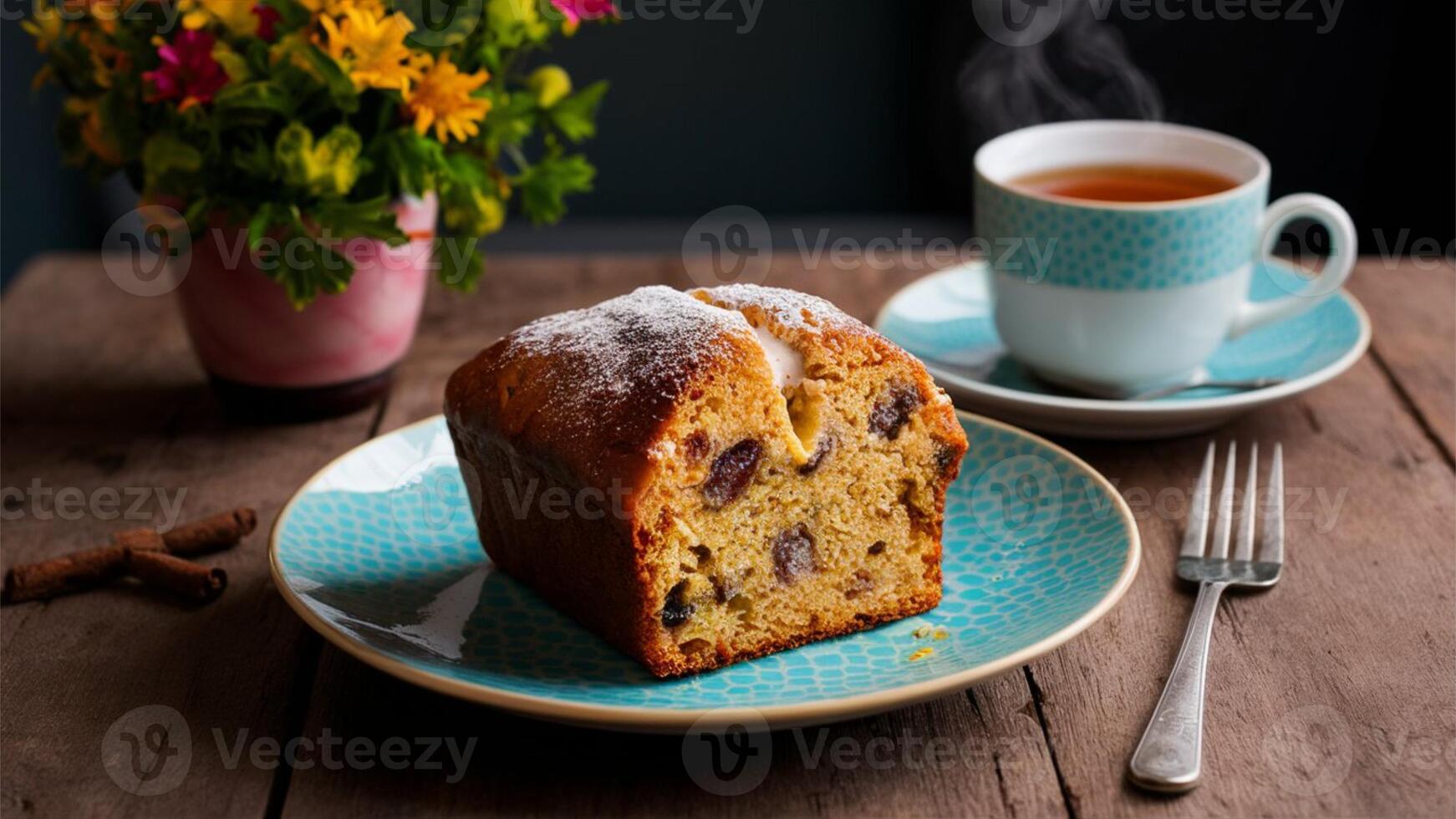 Bulla Cake A Jamaican sweet bread spiced with cinnamon and nutmeg, often enjoyed with tea photo