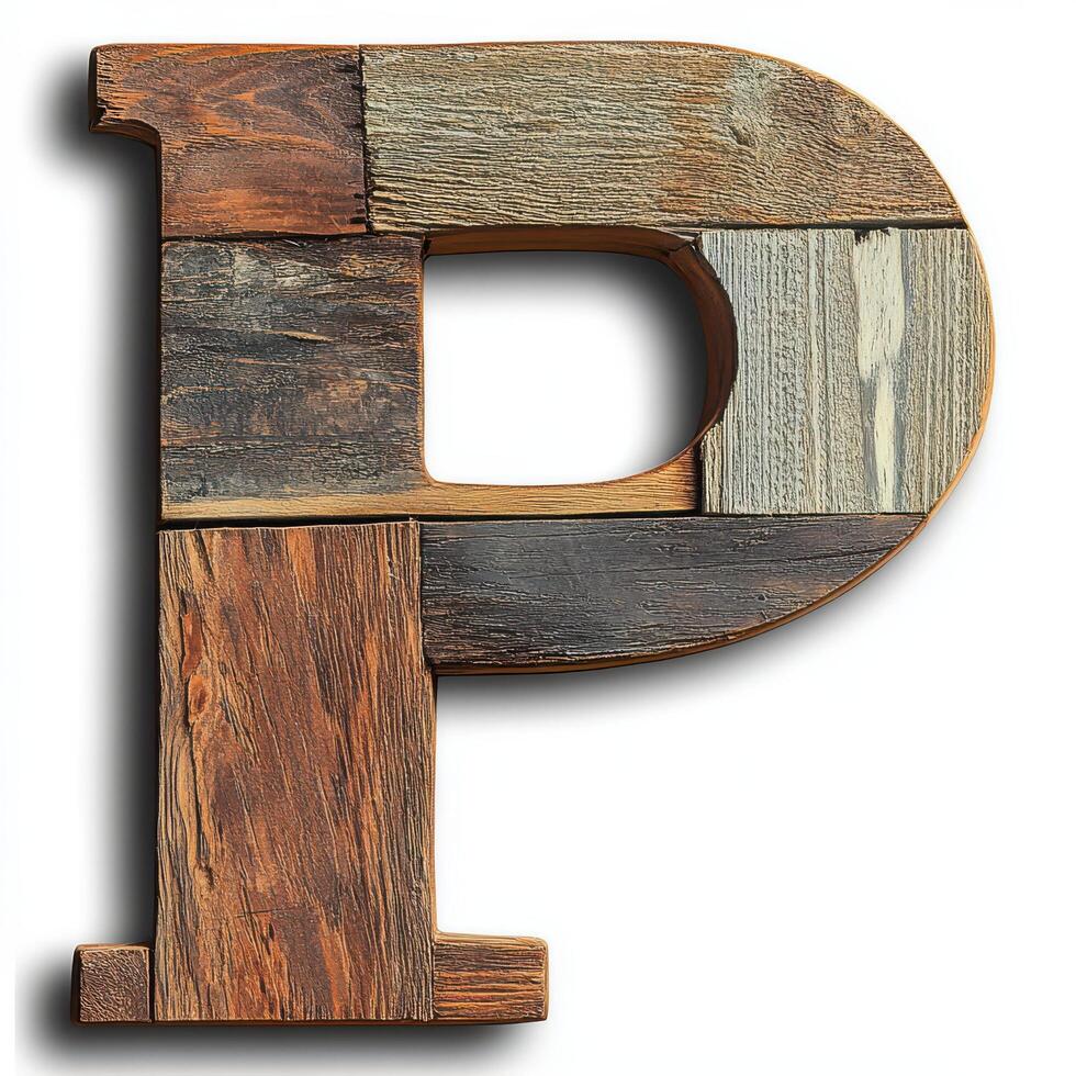 Rustic Wooden Letter P - Distressed Reclaimed Wood Wall Art photo
