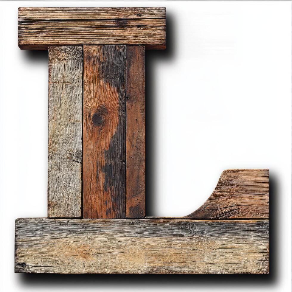 Rustic Wooden Letter L - Distressed Reclaimed Wood Wall Art photo