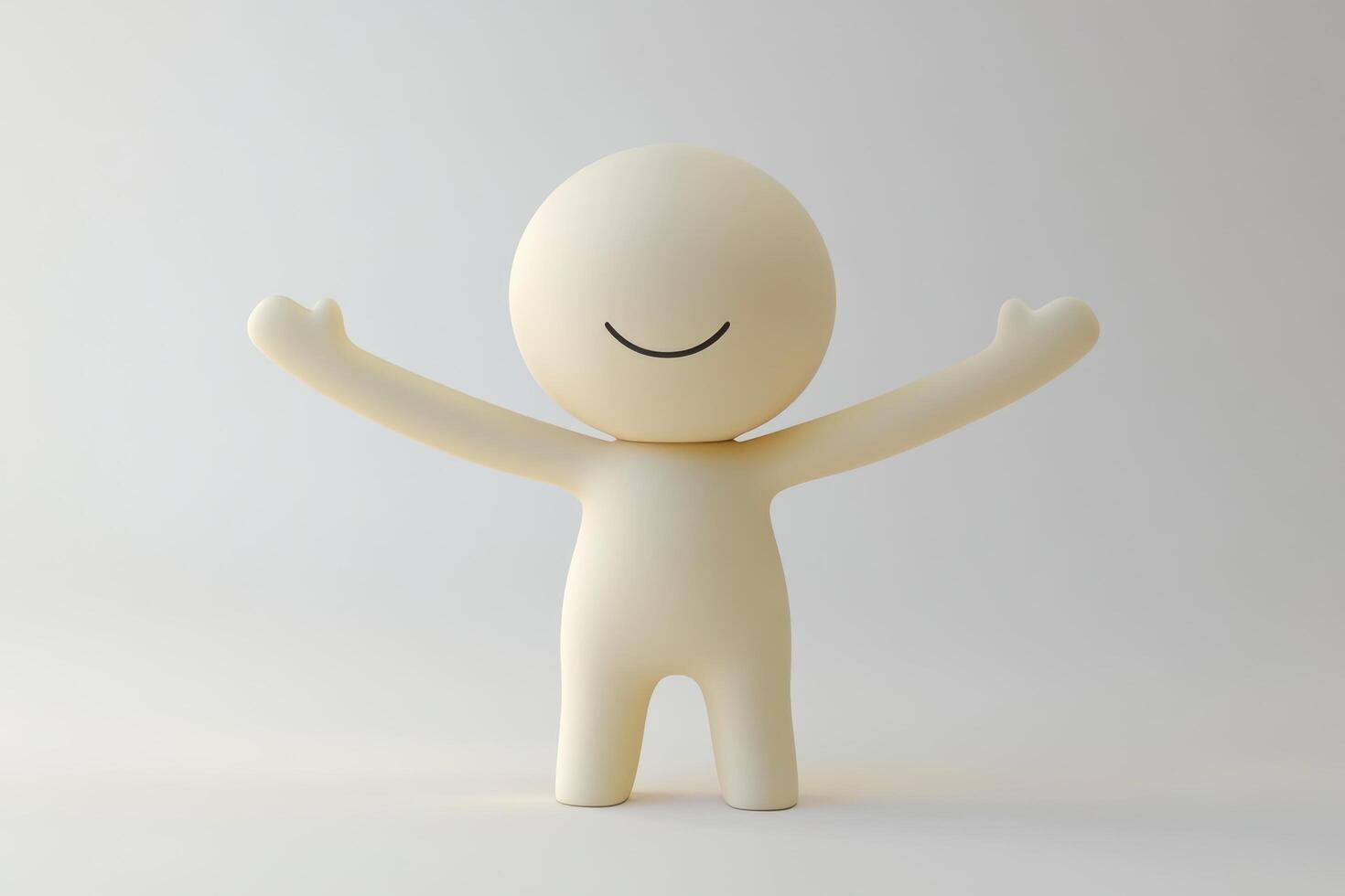 Minimalistic 3D Beige Character in Joyful Pose photo