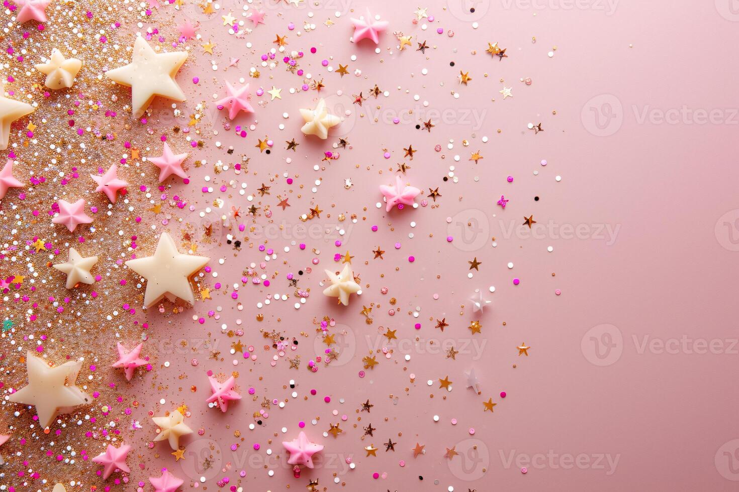 Pink background with stars and confetti photo