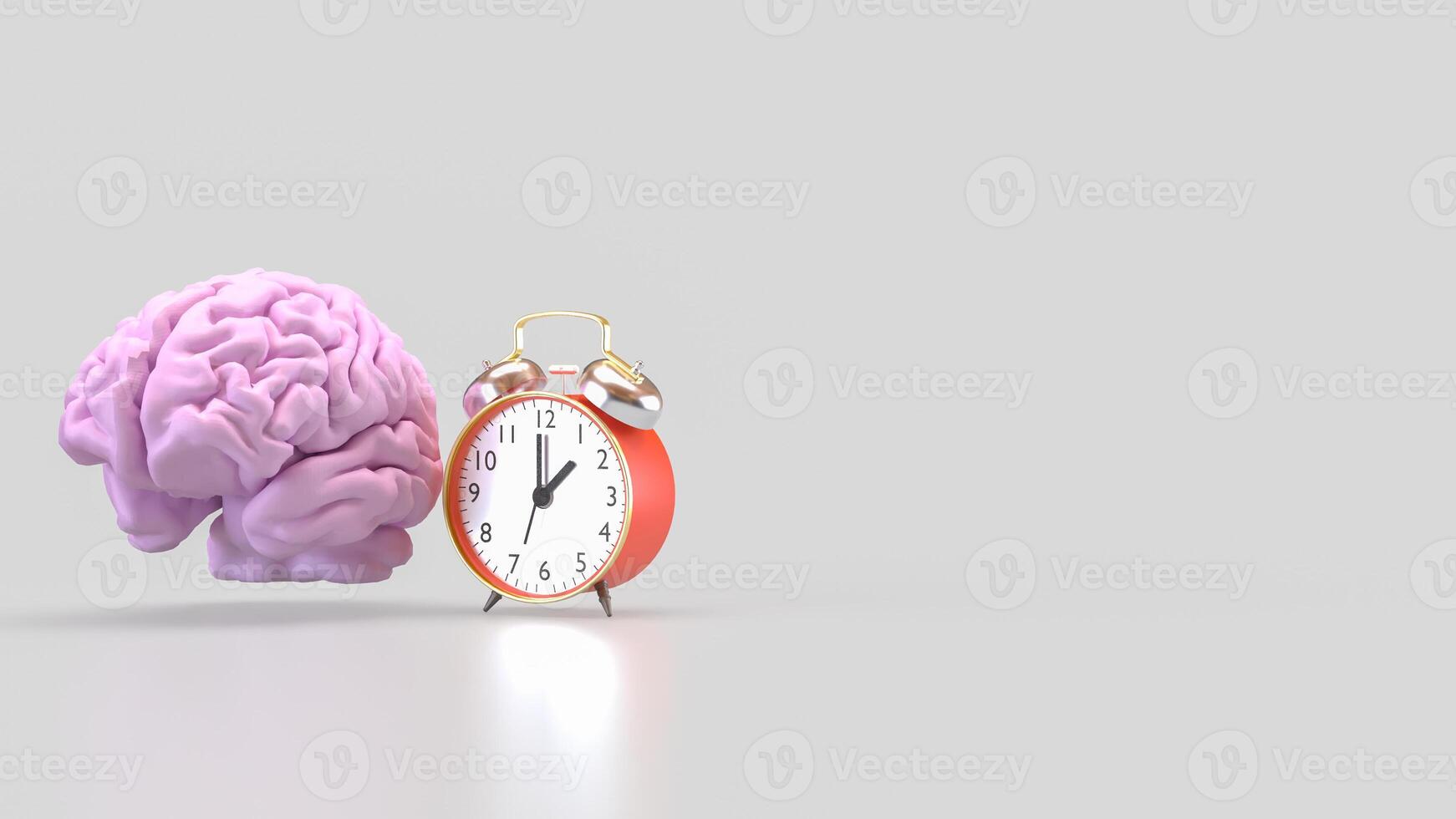 The Brain and clock for sci or health concept 3d Rendering. photo