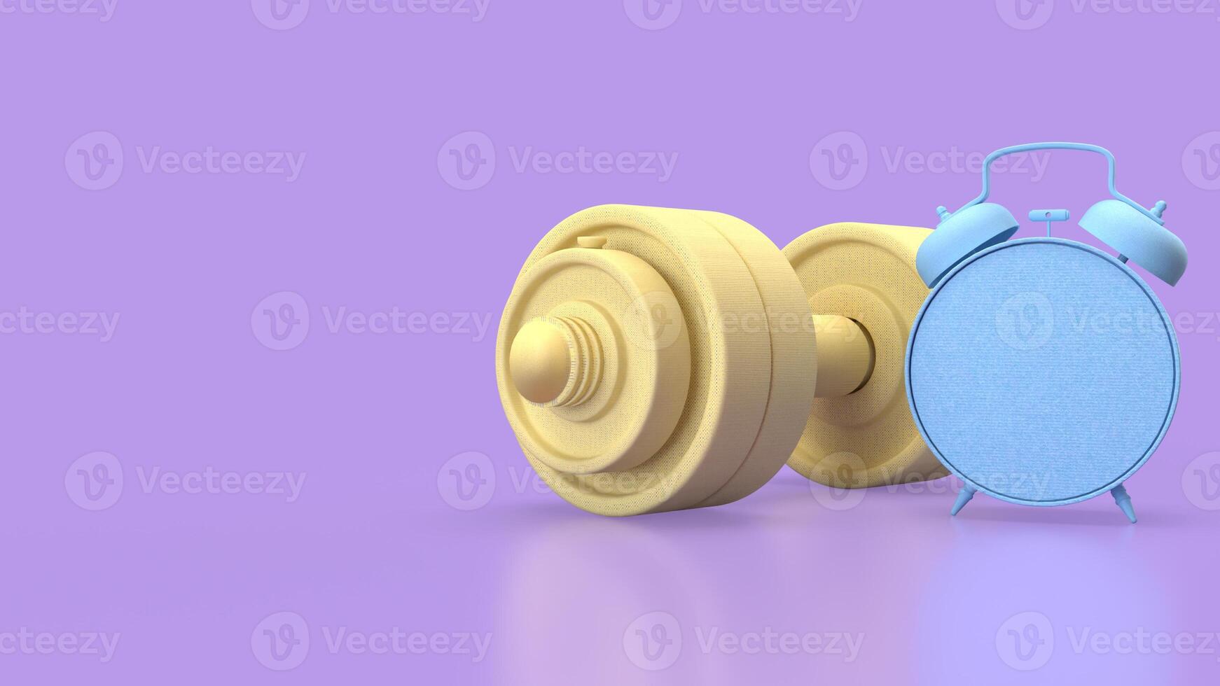 Dumbbell and clock for Health or fitness concept 3d Rendering. photo