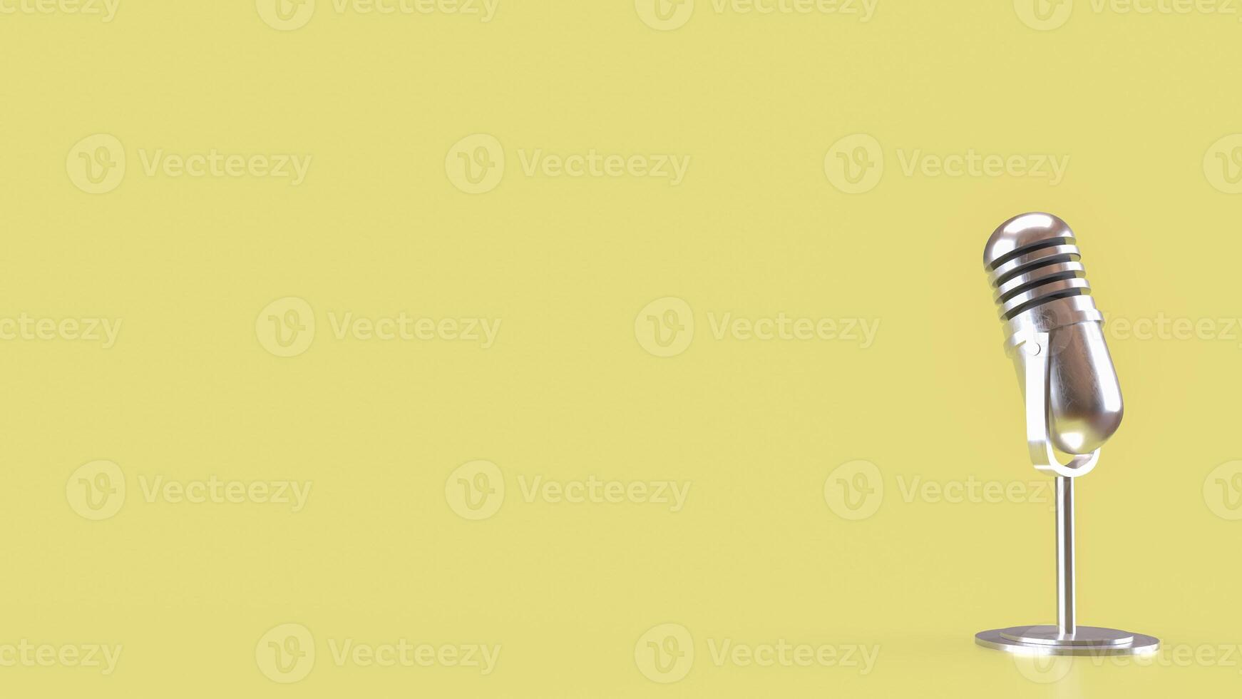 Vintage microphone on yellow Background 3d Rendering. photo