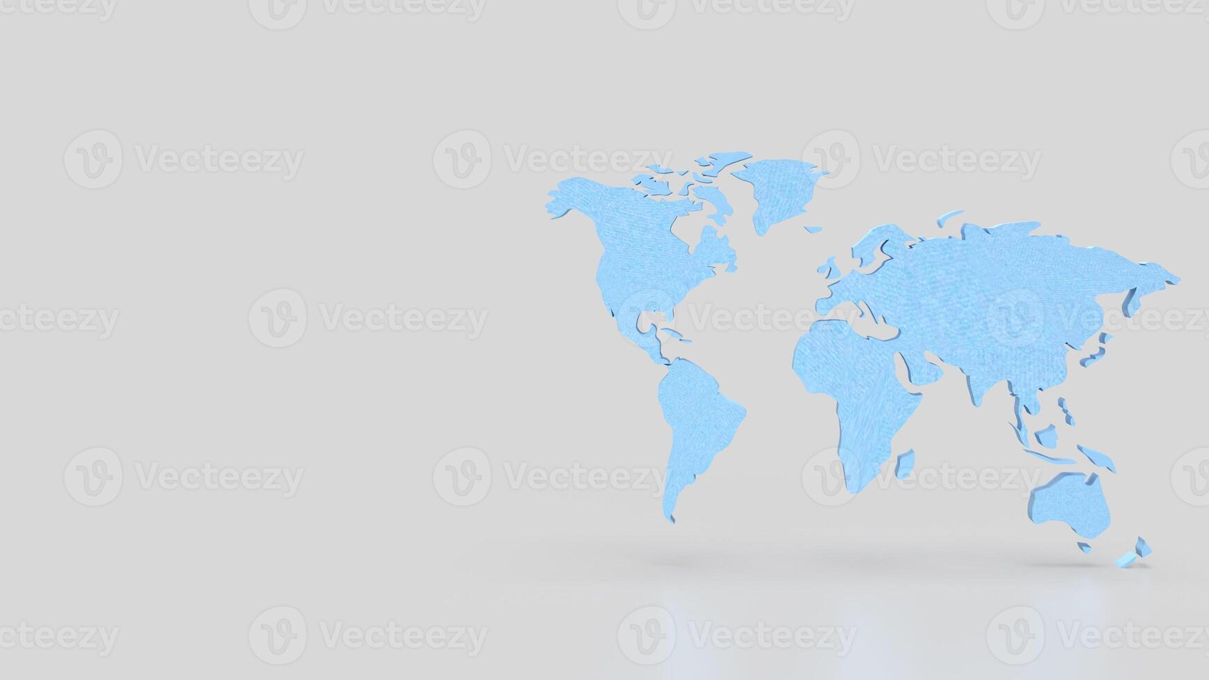 The Blue world map for travel or Business concept 3d Rendering. photo