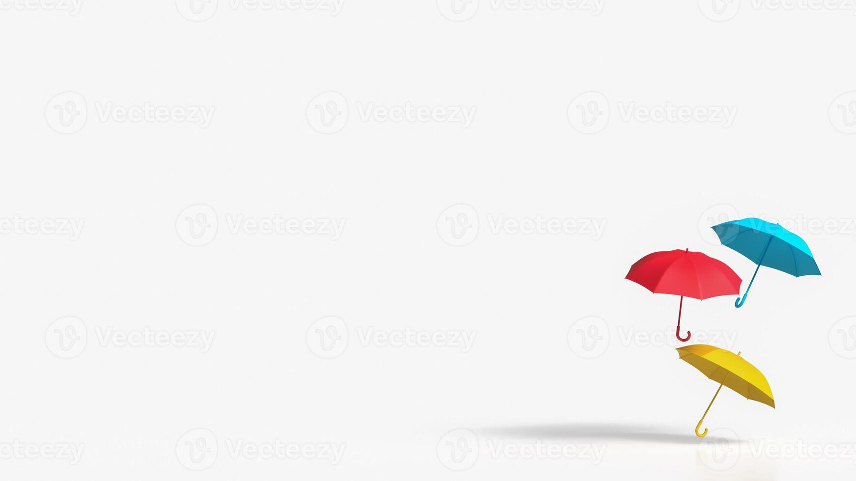 Multi color Umbrella for weather concept 3d Rendering. photo