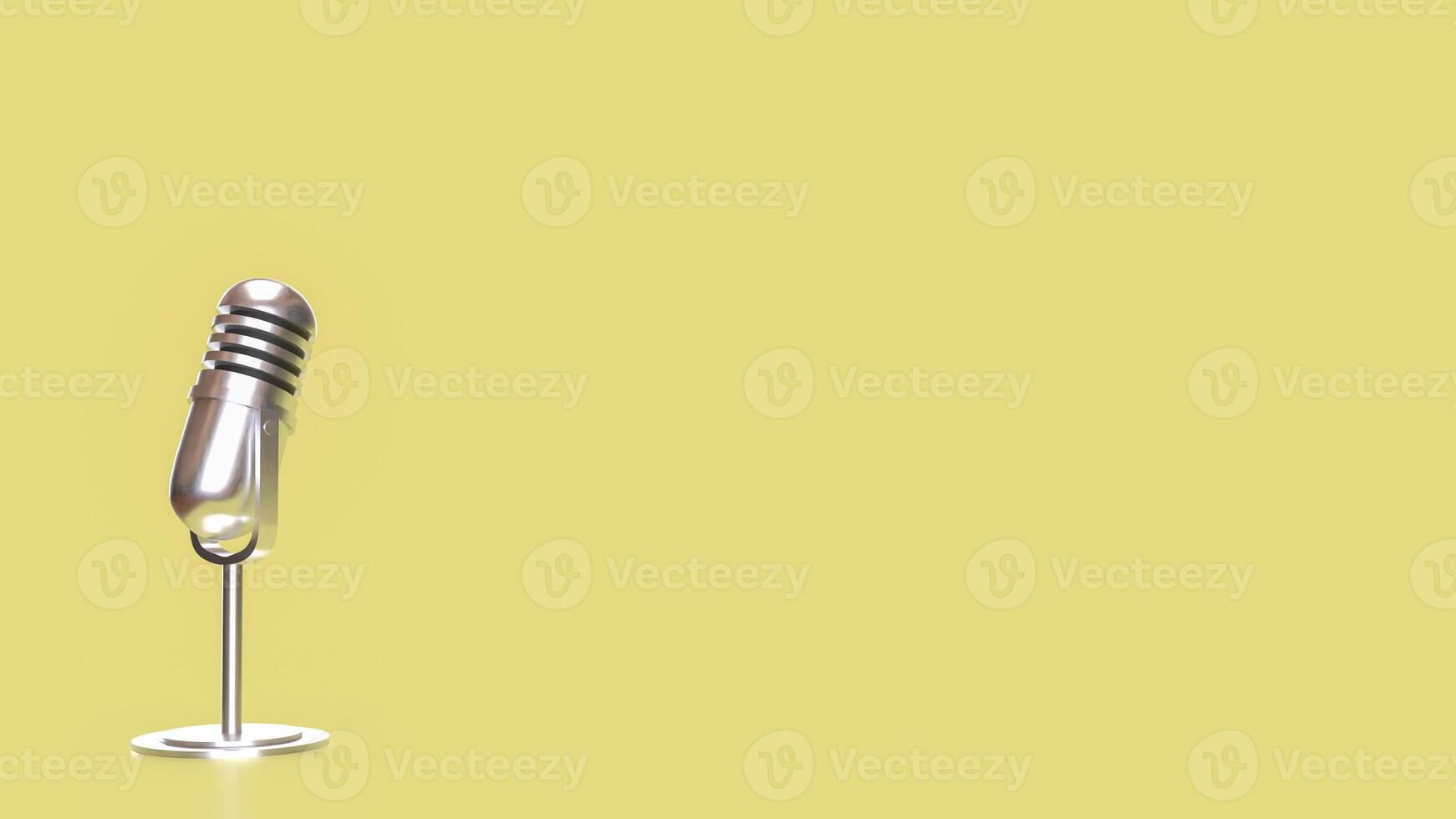 The Vintage microphone on yellow Background 3d Rendering. photo
