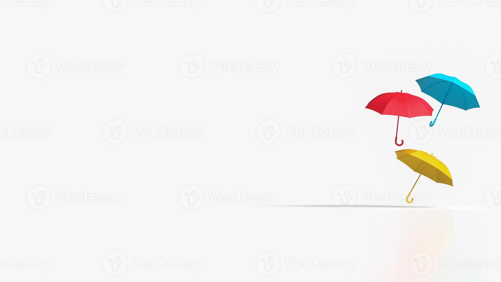 The Multi color Umbrella for weather concept 3d Rendering. photo