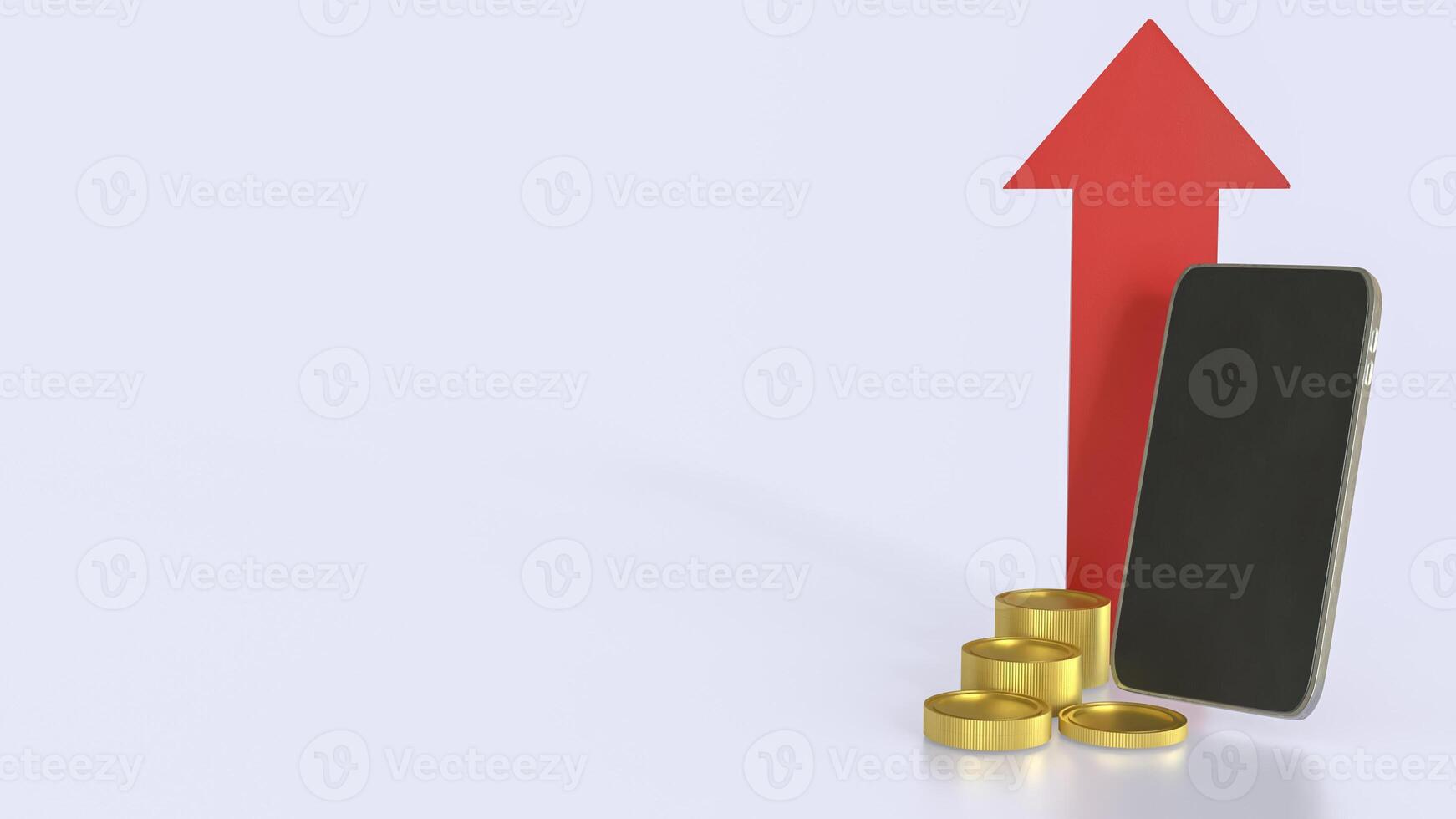 Smart phone and coins for Business or technology concept 3d Rendering. photo