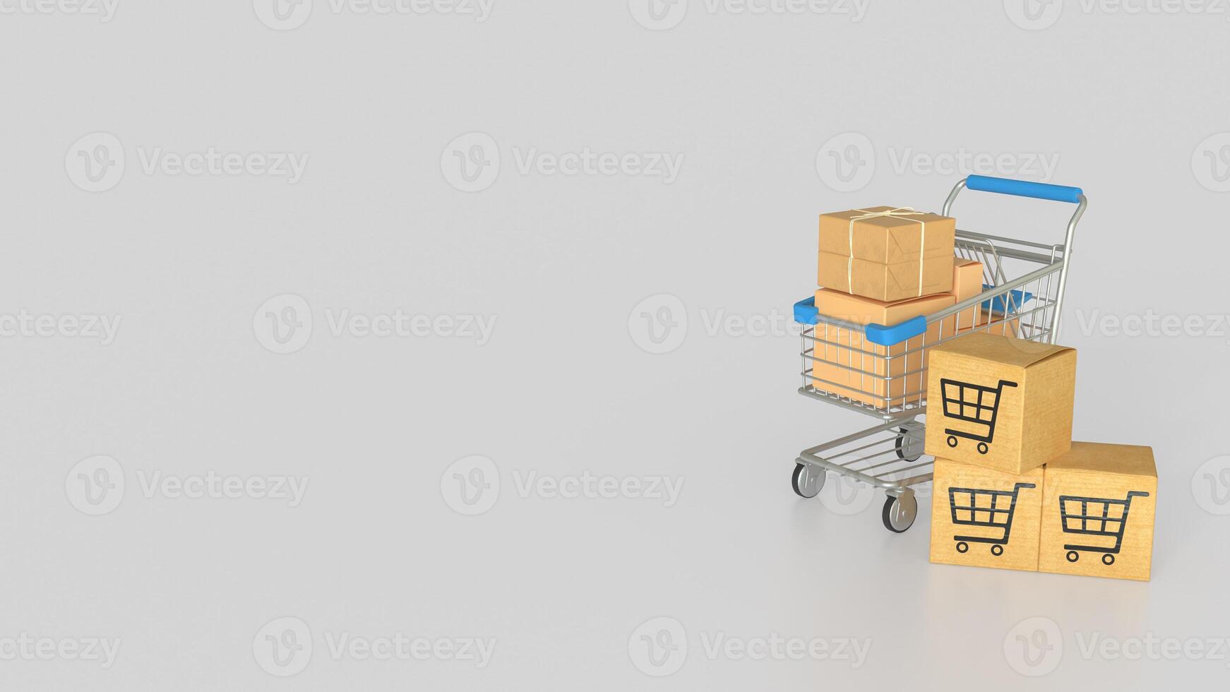 Card Board and Shopping cart icon for Marketing concept 3d Rendering. photo