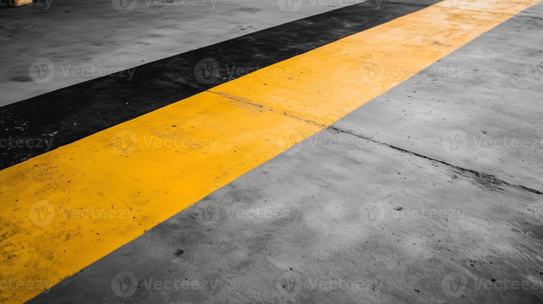 Concrete loading dock with distinct pallet marks and yellow safety line for cargo handling photo