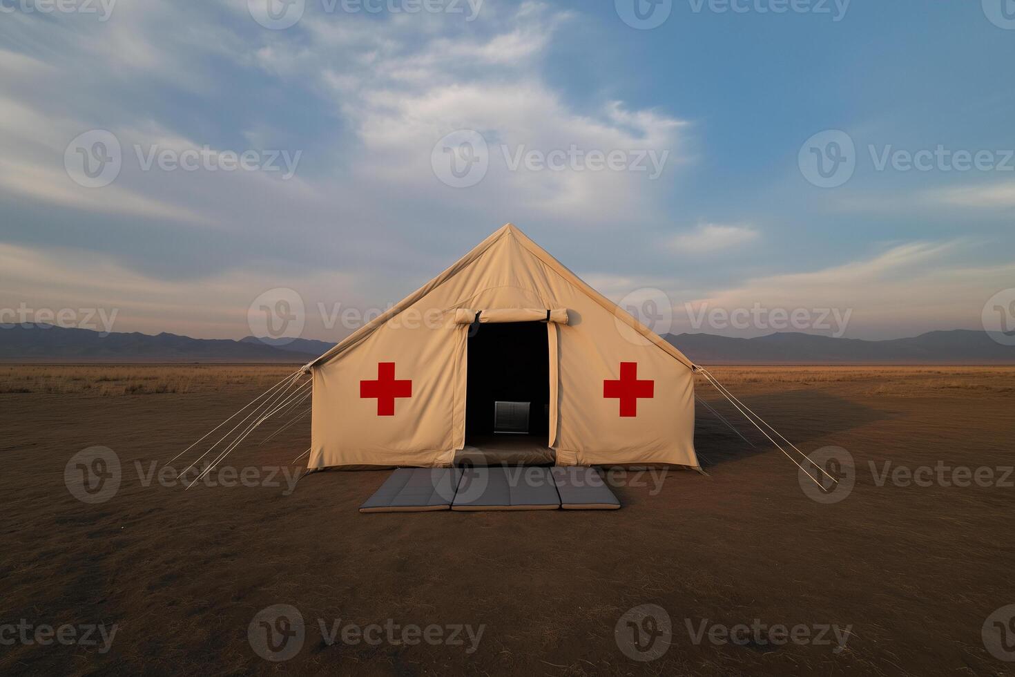 Rapidly deployable eco-tents support families in a refugee camp with innovative features for survival photo