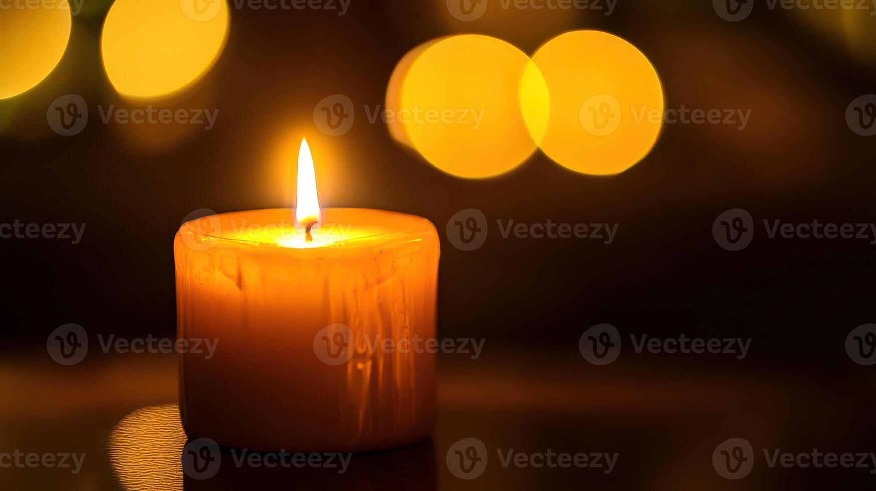 Warm candlelight glowing in a serene space photo