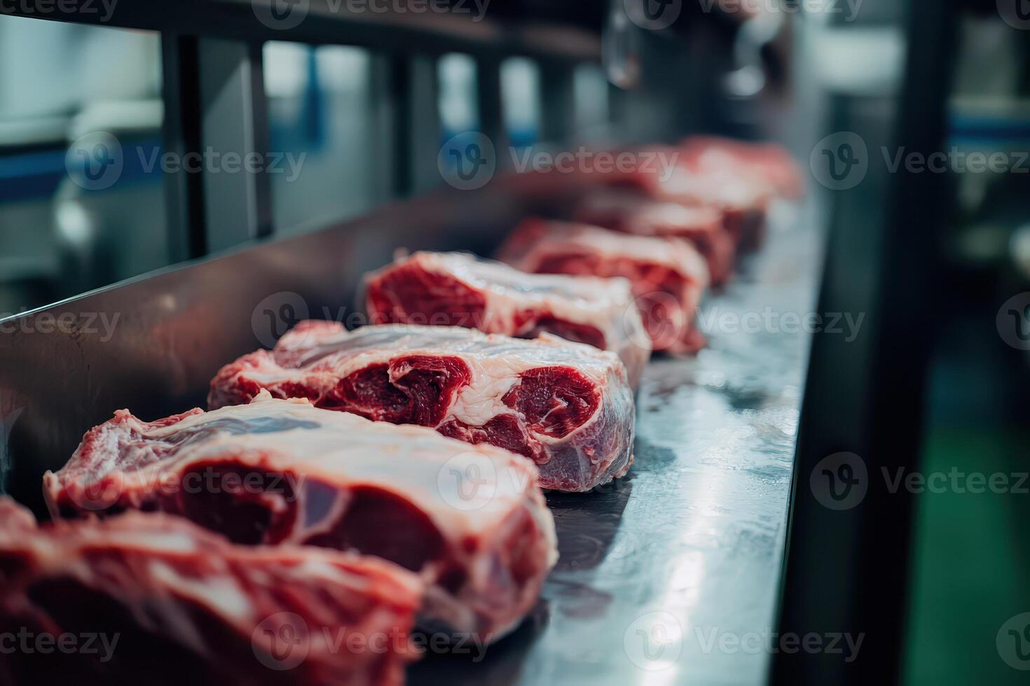 Freshly prepared meat cuts ready for processing photo