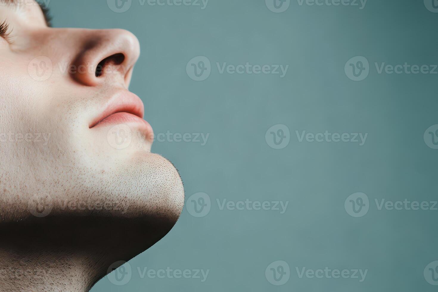 Profile close up on a plain background photo