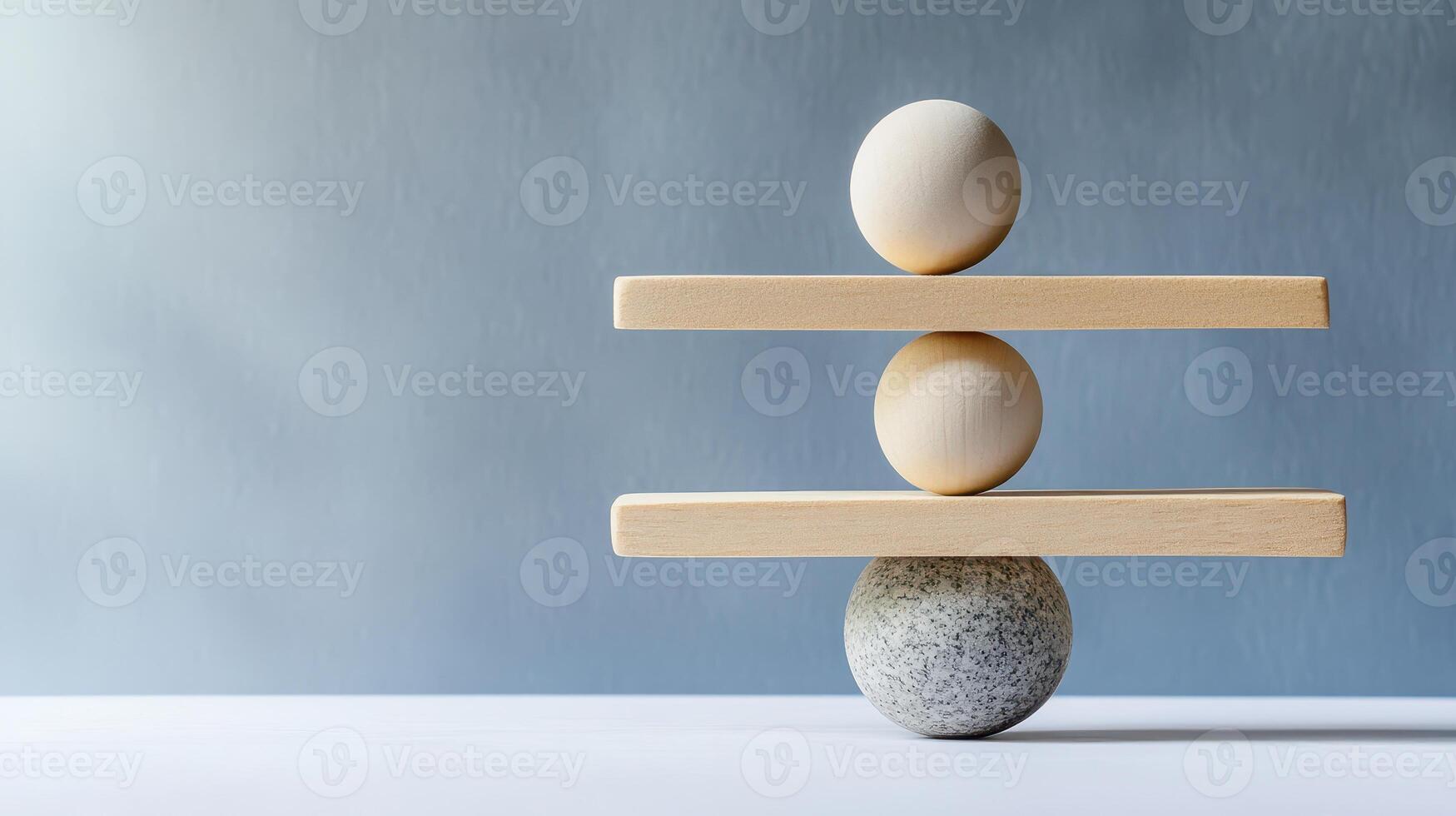 Balancing wood shapes on a stone photo