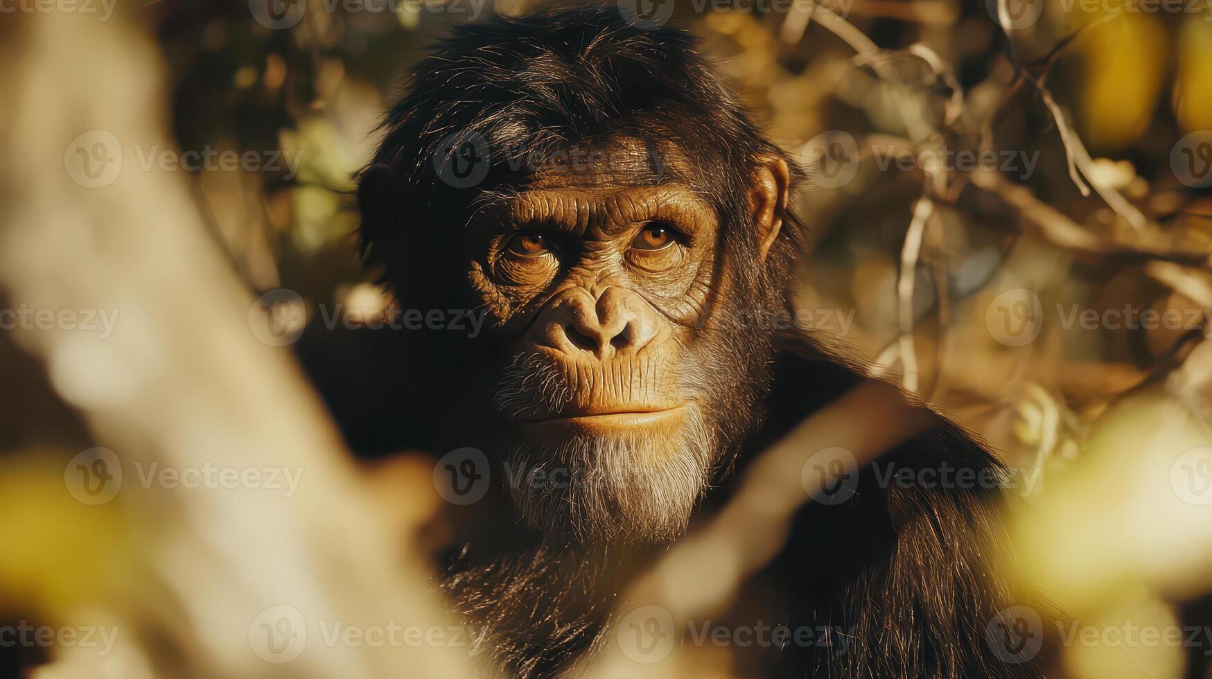 Majestic primate watching nature photo
