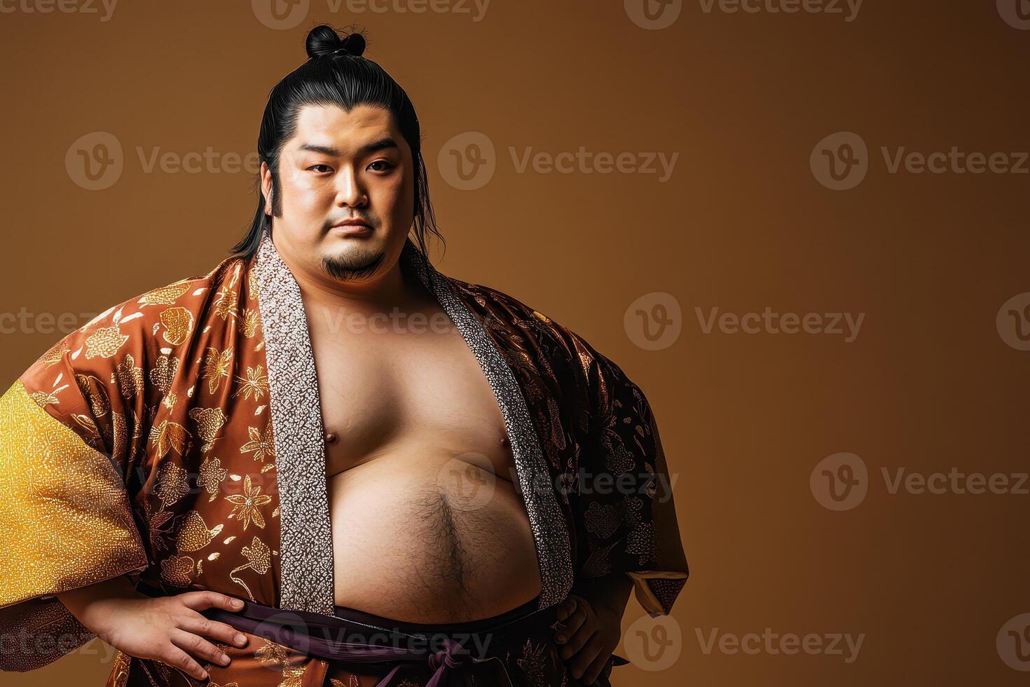 Confident sumo wrestler in traditional dress photo
