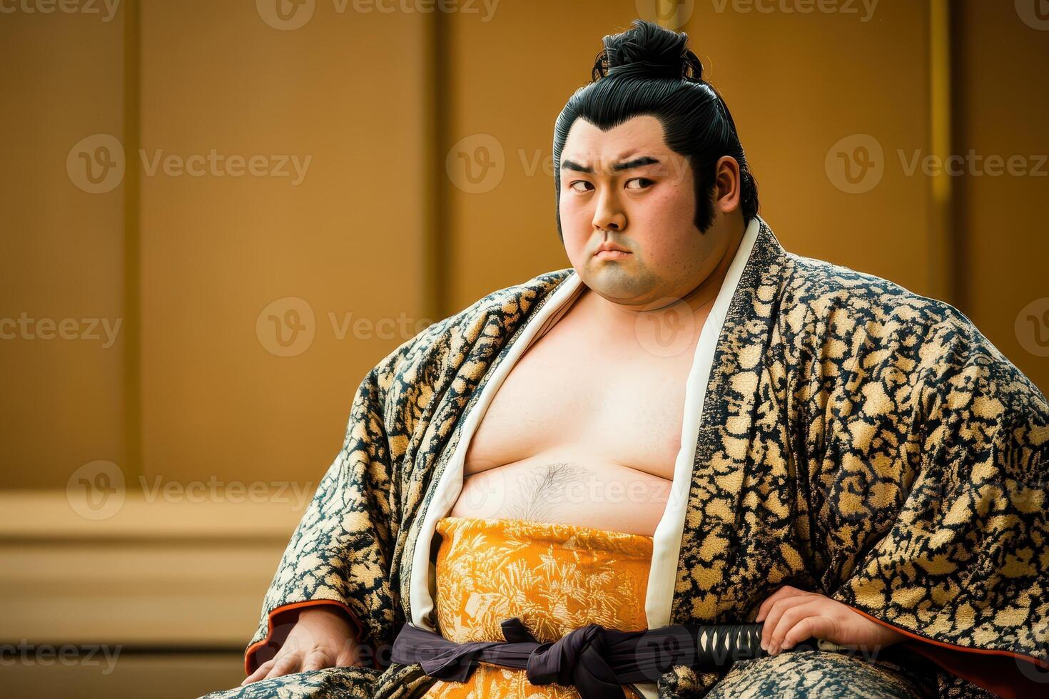 Sumo wrestler in traditional gear photo