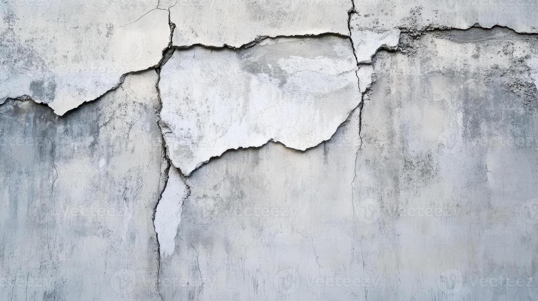 Cracked concrete wall in urban setting photo
