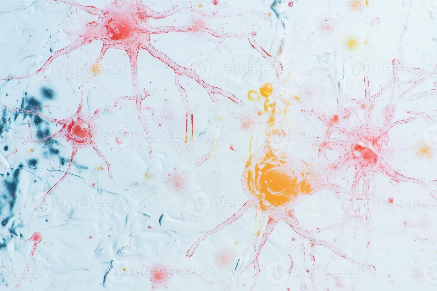 Colorful nerve cells display under microscope photo