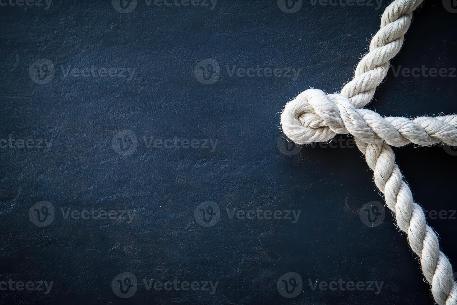 Expertly tied white knot on dark BG photo