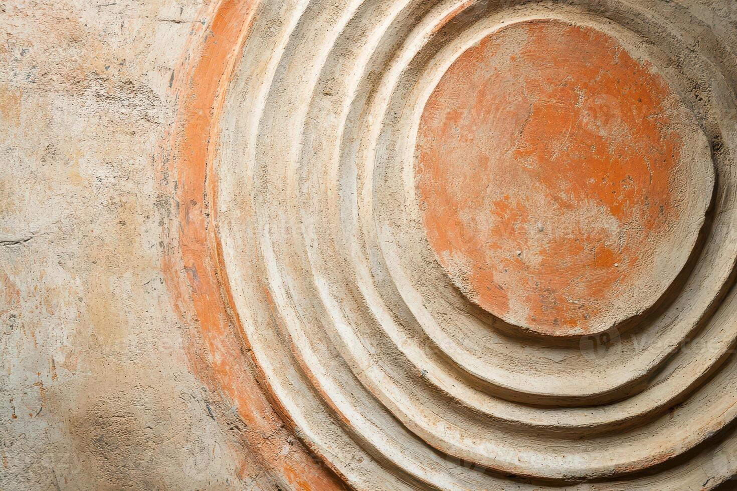 Sunlit circular patterns on ancient walls photo