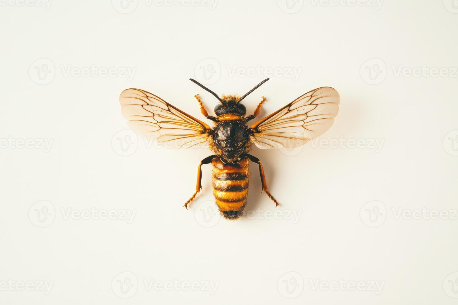 Bee on white surface displays details photo