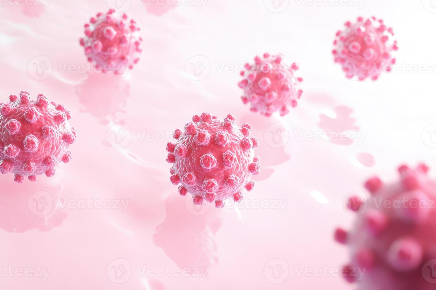 Virus particles on pink background photo