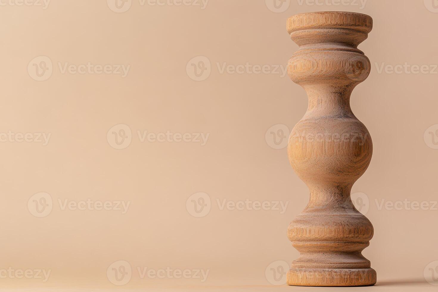 Wooden candle holder on neutral background photo